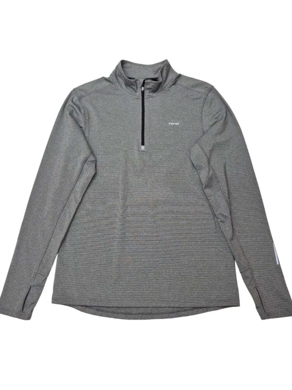 Hind Hydra Shirt Mens M Quarter Zip Running Pullover Gray Stripe Thumbholes